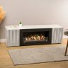 Тумба под ТВ с биокамином SteelHeat LIVORNO IMPULSE 140 см (корпус белый / фасады серый бетон) фото 2