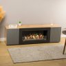 Тумба под ТВ с биокамином SteelHeat LIVORNO IMPULSE 140 см (корпус дуб Вотан / фасады Гротто Гранит) фото 2